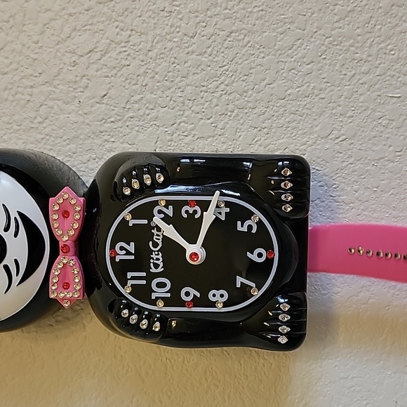 Jeweled Kit-Cat Klock clock SUPER RARE with pink bow tie & tail - Picture 5 of 6